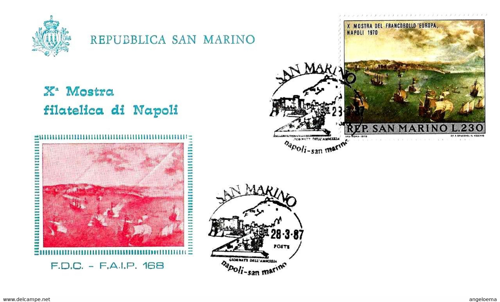 SAN MARINO - 1987 X Mostra Filatelica Giornate Amicizia Napoli-San Marino (maschio Angioino) Su Busta Faip - 10367 - Châteaux