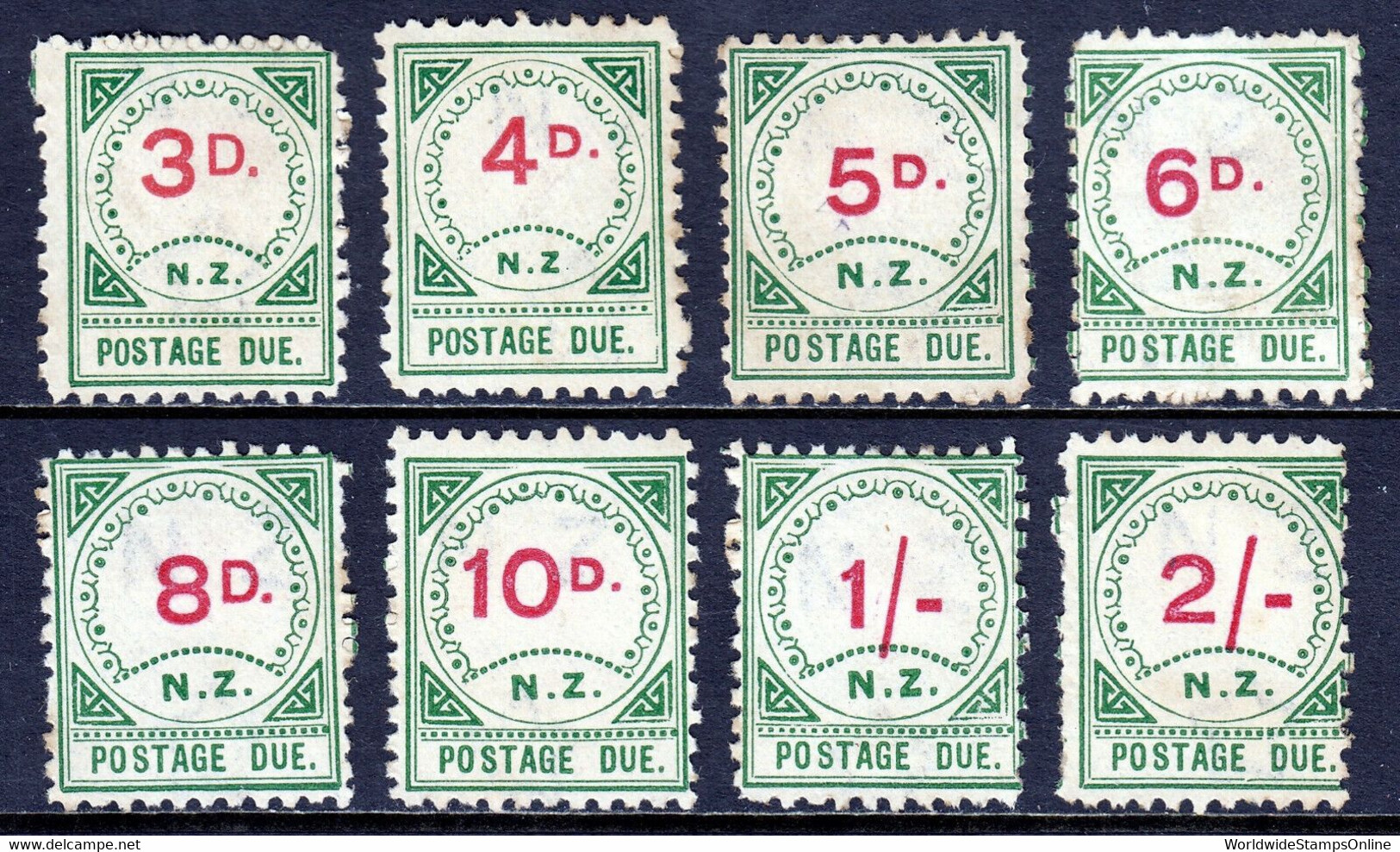 NEW ZEALAND — SCOTT J4//J11 — 1899 3d To 2/- POSTAGE DUES — MH — SCV $802 - Unused Stamps