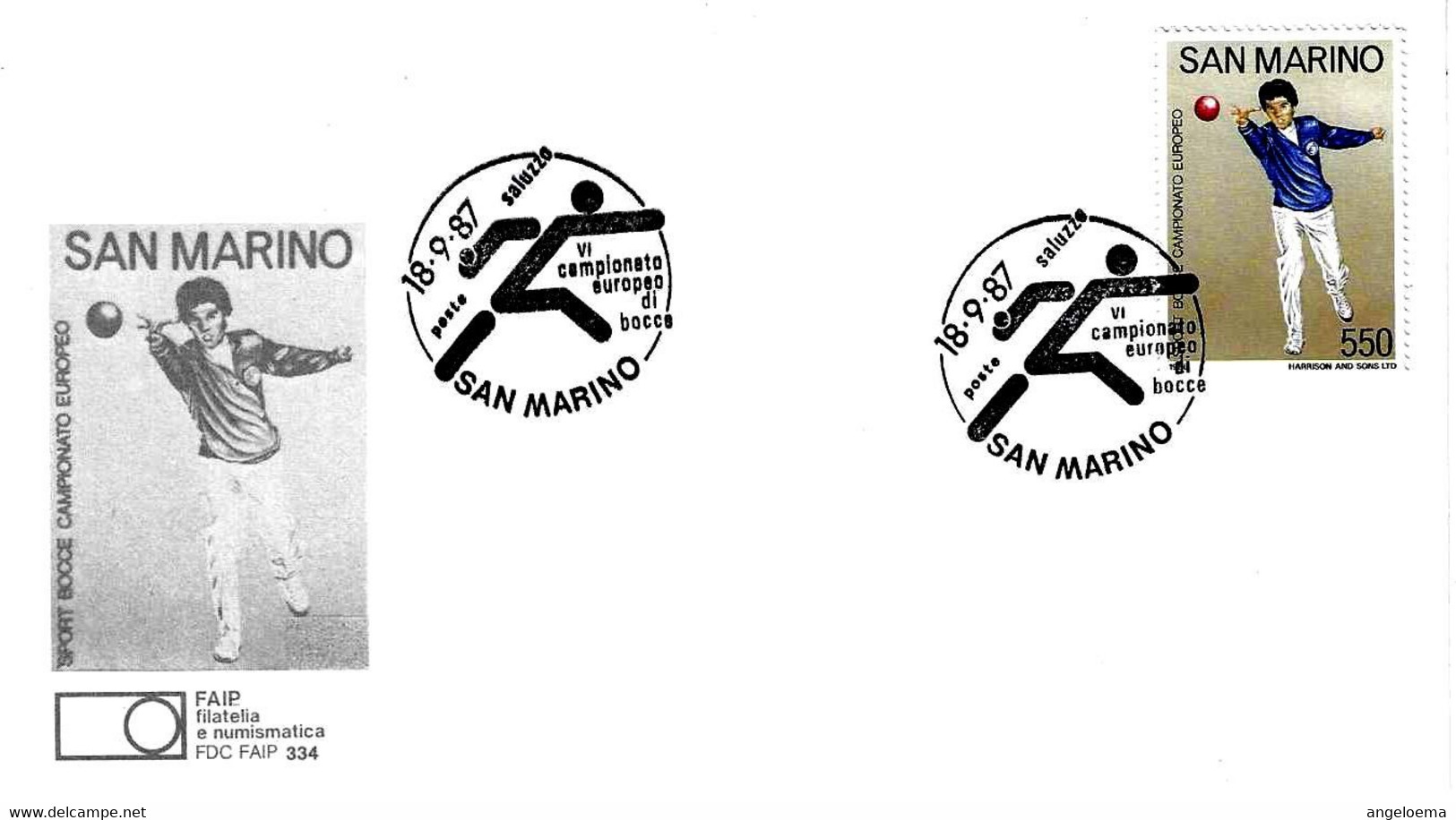 SAN MARINO -1987 VI Campionato Europeo BOCCE Su Busta Faip -10390 - Bowls