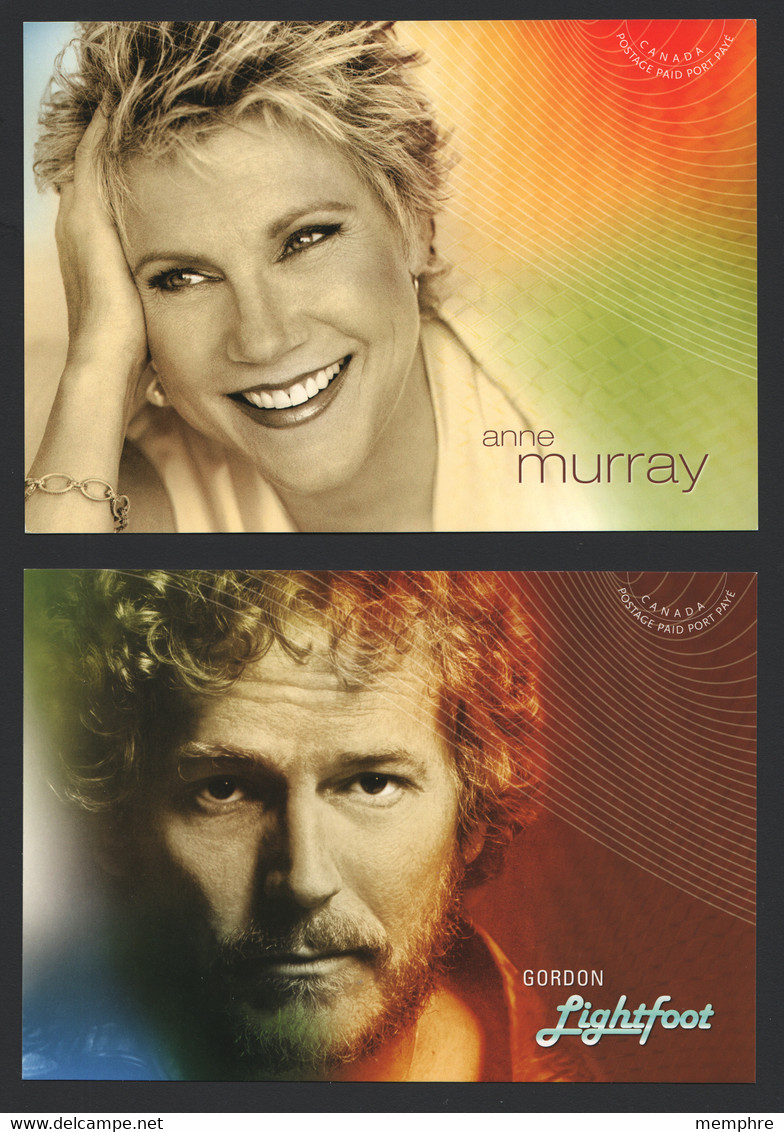 2007  Recording Artists Anne Murray, Gordon Lightfoot, Joni Mitchell, Paul Anka  - Set Of 4 Cards - 1953-.... Reign Of Elizabeth II