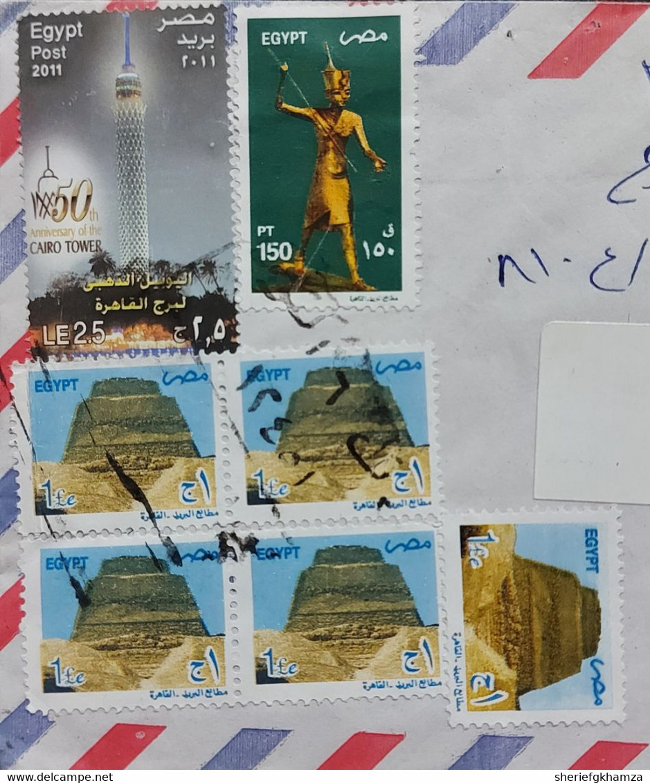 Egypt 2011 Cover With 50th Anniversary Of The Cairo Tower Stamp And King Pharaoh And Sakara Pyramid - Brieven En Documenten