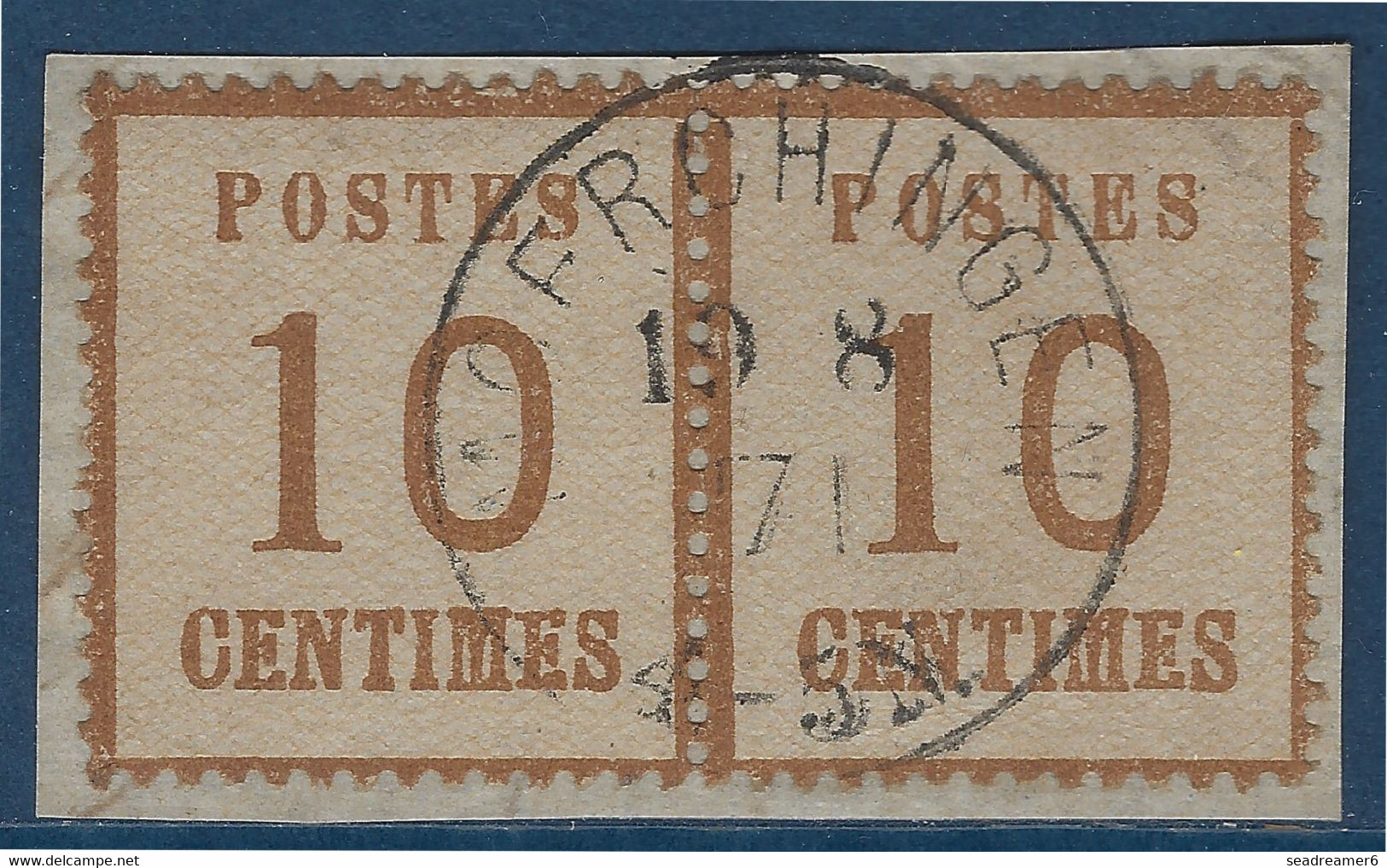 France Alsace Lorraine Fragment Paire N°5 10c Bistre Brun Oblitérés De MOERCHINGEN SUPERBE - Used Stamps