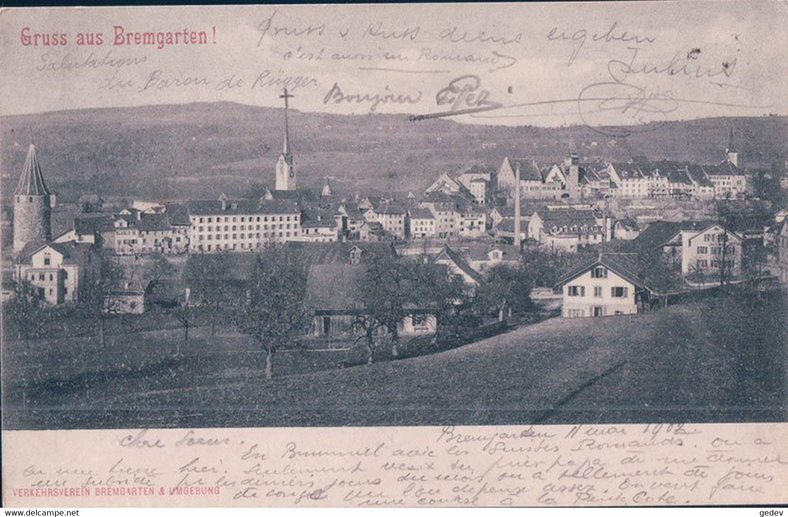 Gruss Aus Bremgarten AG (12.5.1902) - Bremgarten