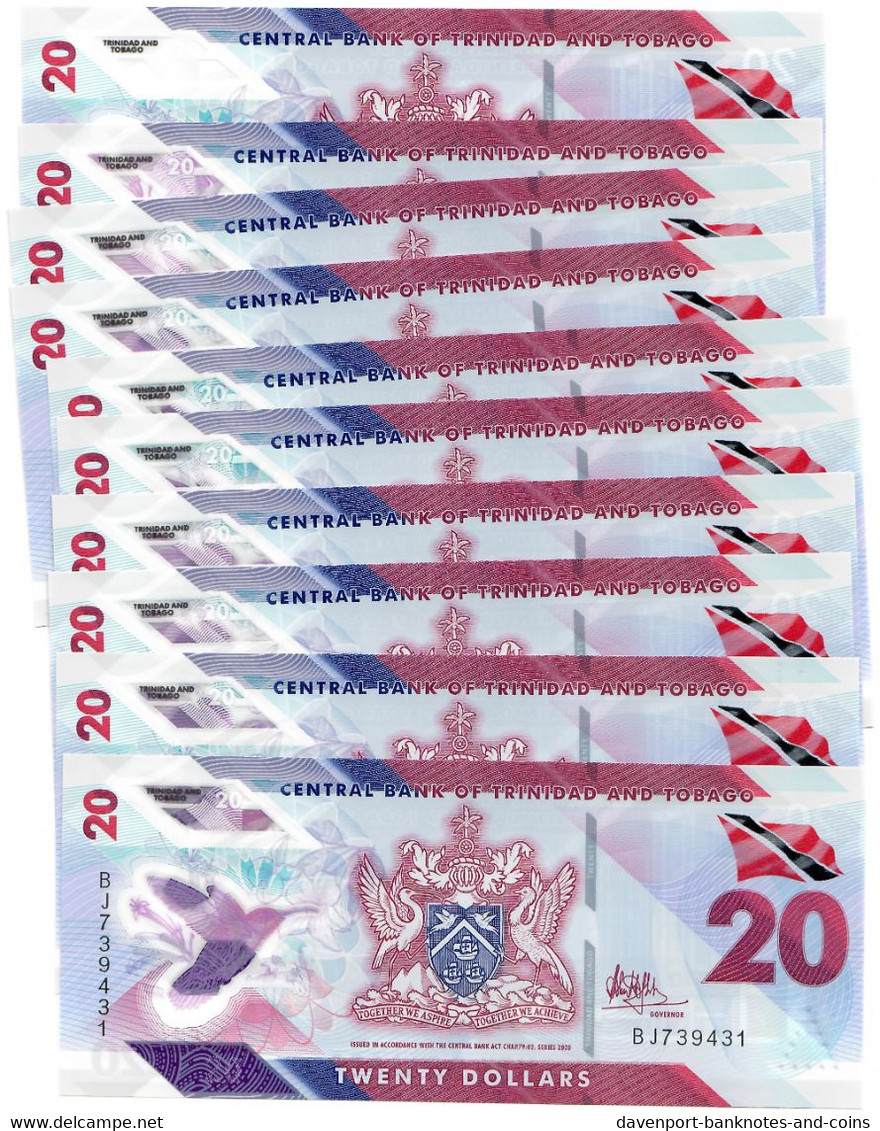 Trinidad And Tobago 10x 20 Dollars 2020 UNC - Trinidad & Tobago