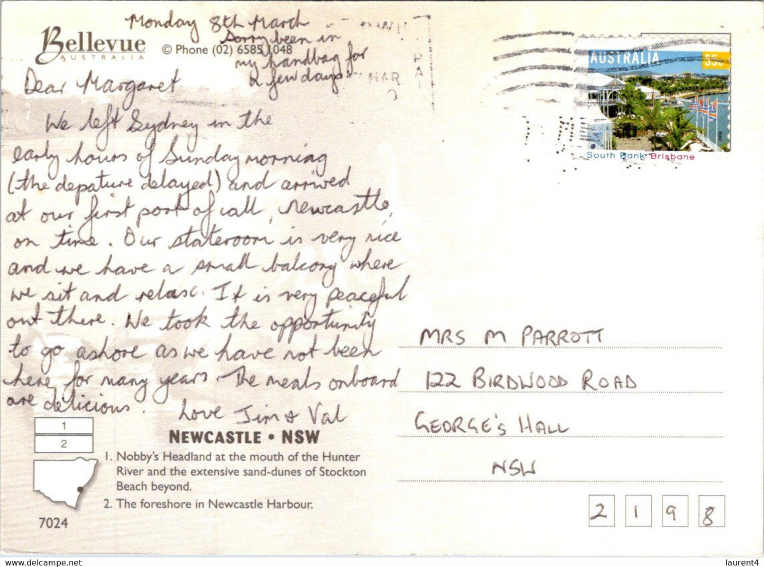 (2 P 15) Australia - NSW - Newcaste - Great Barrier Reef (with South Bank Brisbane Stamp) - Newcastle