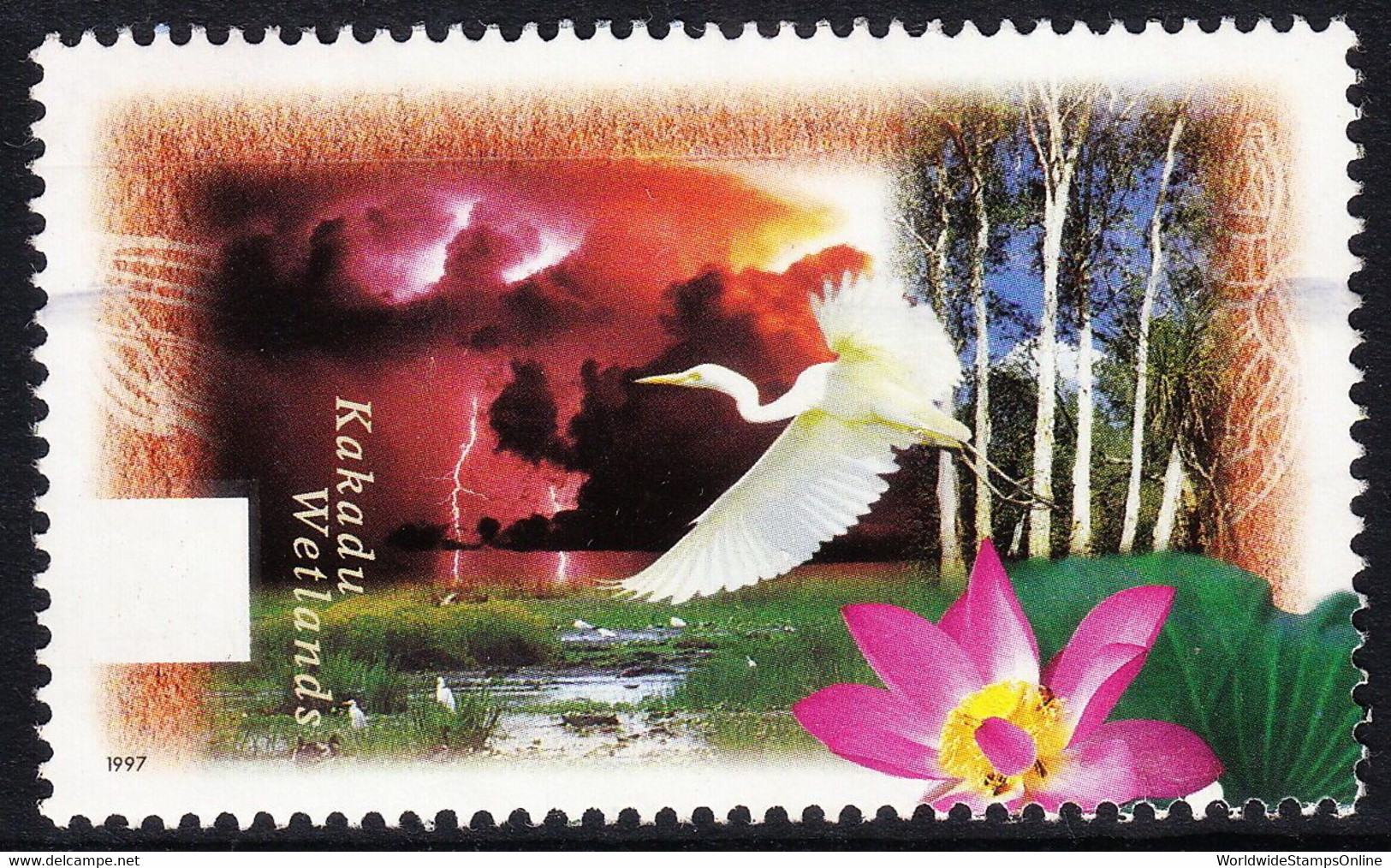 AUSTRALIA — SCOTT 1535v — 1997 KAKADU WETLANDS ISSUE — MAJOR EFO - Abarten Und Kuriositäten