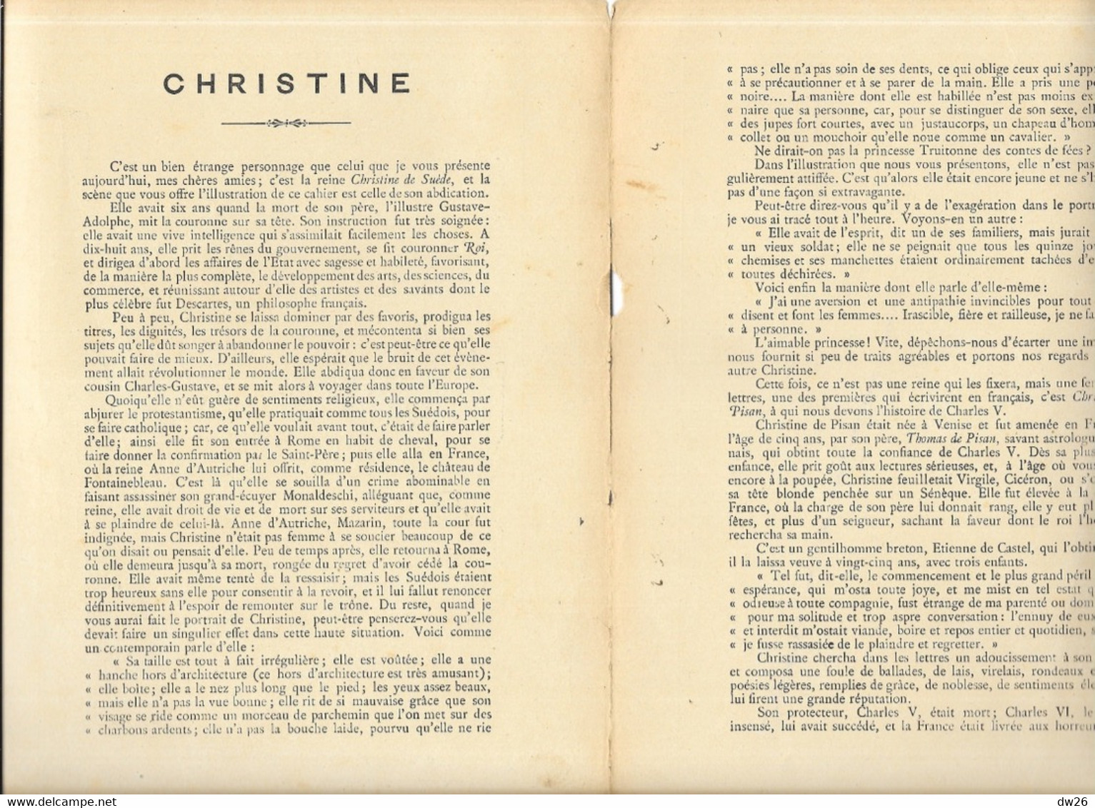 Protège Cahier Ancien Historique: Abdication De Christine De Suède - Texte De Valentine Desprez - Coberturas De Libros