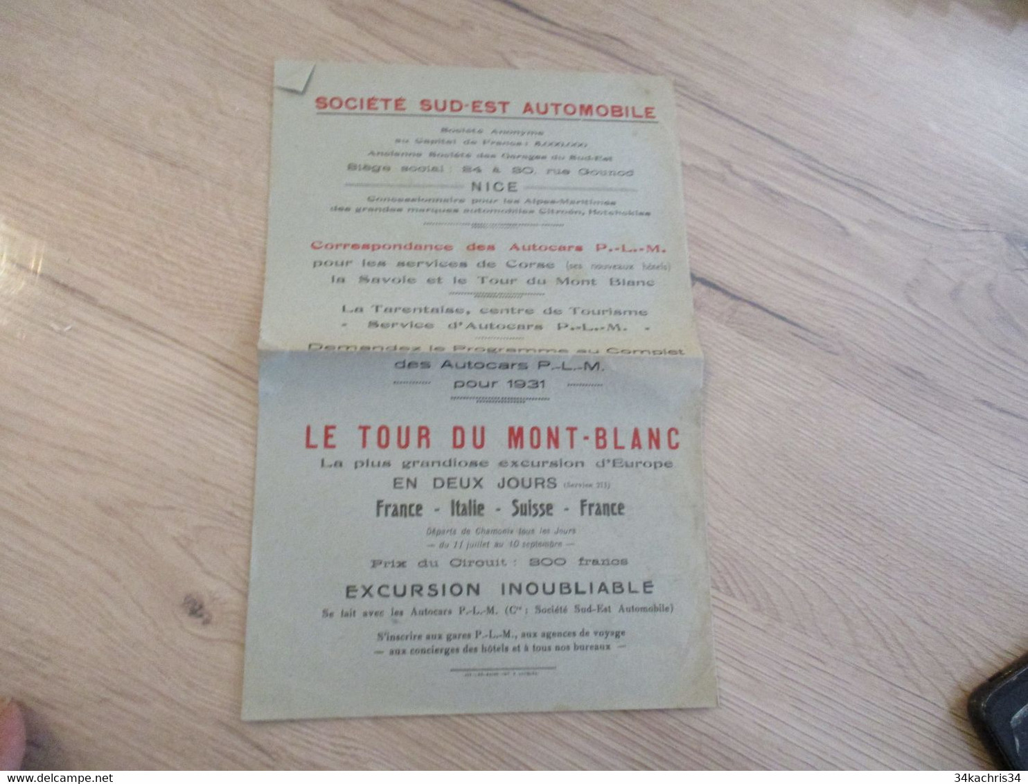 Programme Des Excursions 1931 Autocars Bus Autobus P.L.M. Majestic Garage Aix Les Bains Horaires Tarifs Destination - Europa