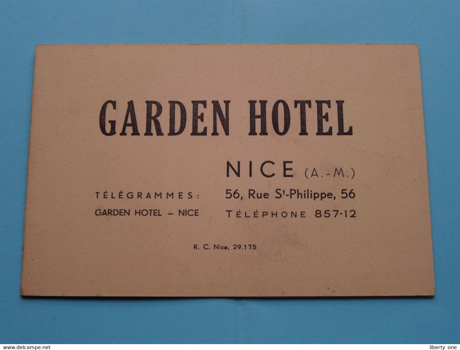 GARDEN HOTEL > NICE France ( Format 14 X 9 Cm. ) Carte Double Avec Publicité ! - Visiting Cards