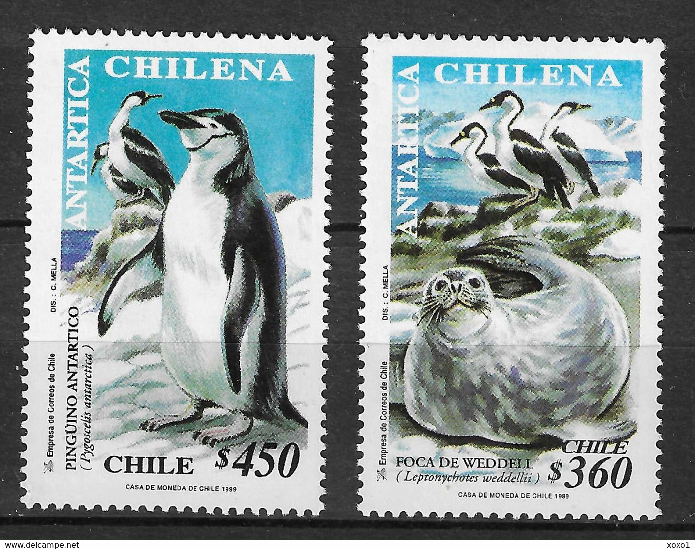 Chile 1999 MiNr. 1894 - 1896 South Pole  Antarctic Wildlife Weddell Seal, Birds, Chinstrap Penguin 2v  MNH** 5.50 € - Fauna Antártica