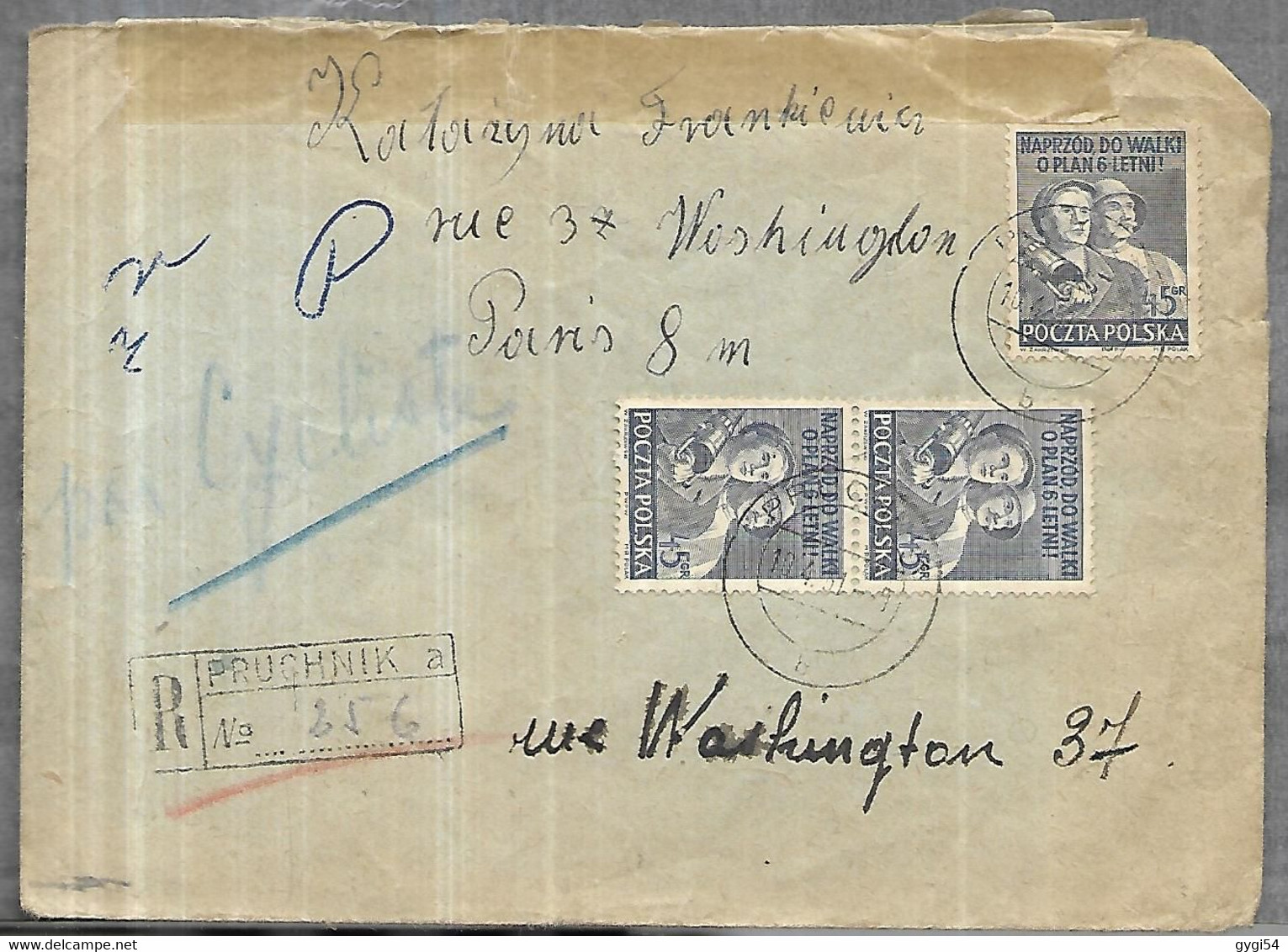 Pologne Lettre Recommandée  DU 10 04 1951  De PRUCHNIK ( 9600 H ) ;pour WASHINGTON - Covers & Documents