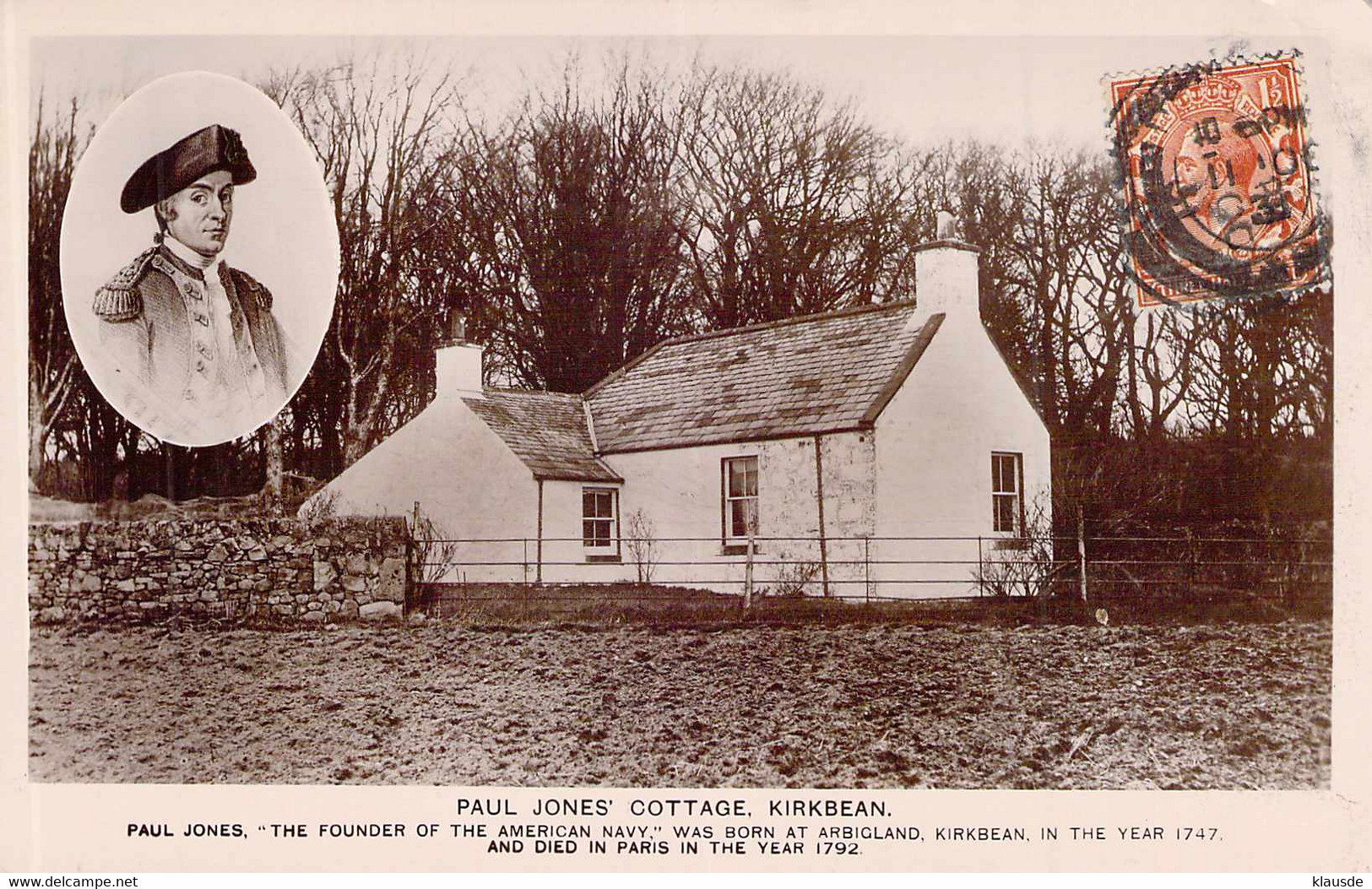 Paul Jones Cottage,Kirkbean  Gel.1933 - Dumfriesshire