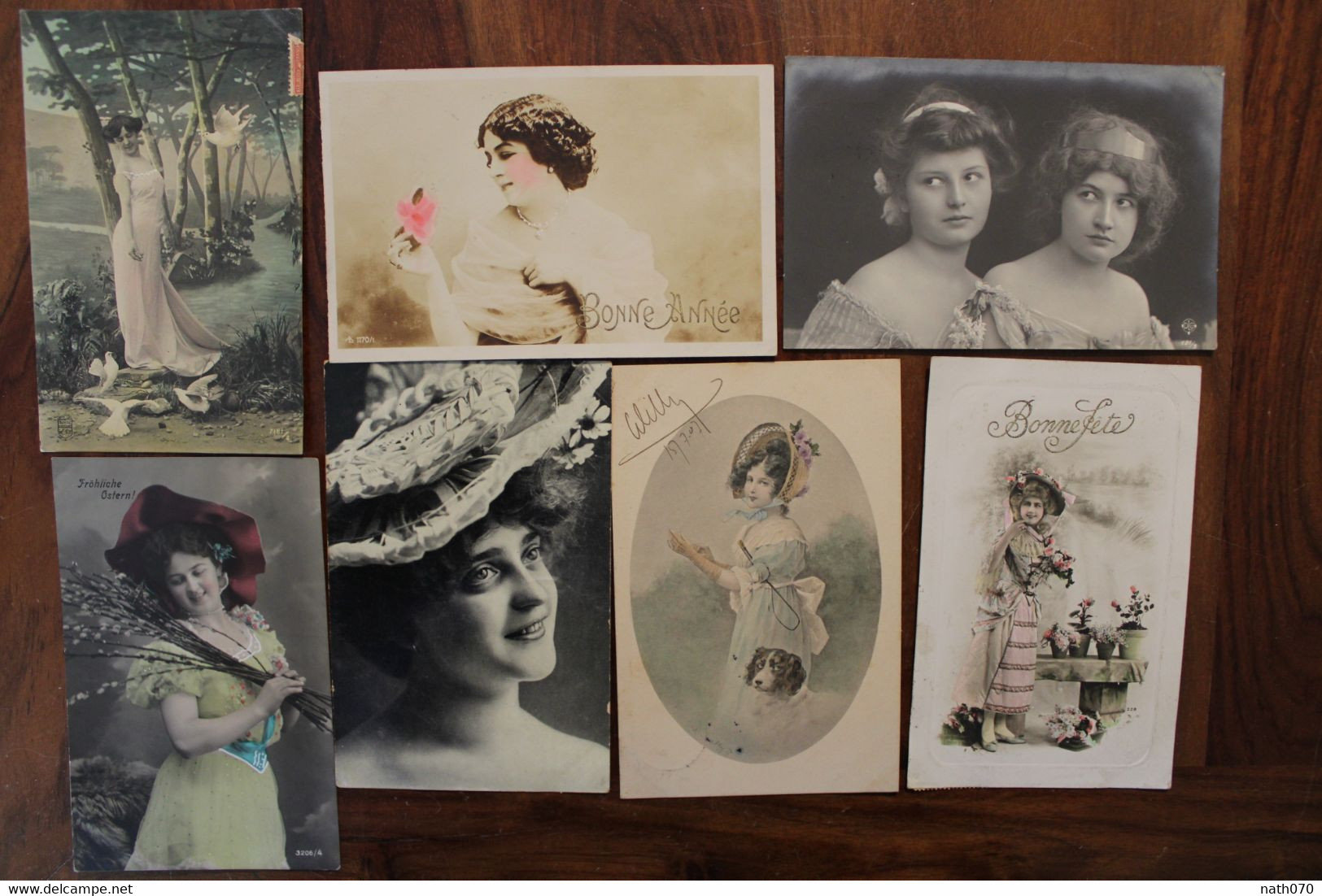 AK 1900's Lot De 7 CPA Femme élégante Alsace Elsass Voyagée - Mujeres