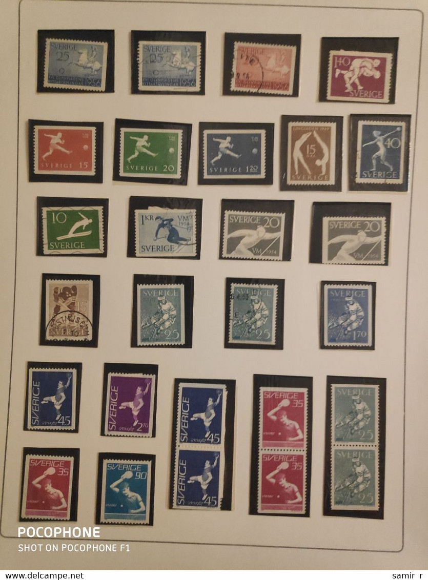 1949-1954-1956-1958-1949-1954-1963-1967 Sweden	Sports Football Tennis Hockey Skiing (AL7) - Unused Stamps