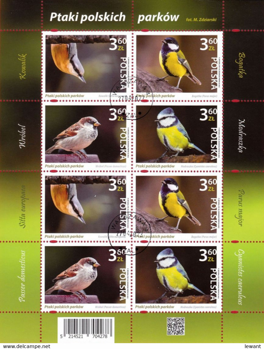 M 2022.04.27. Birds Of Polish Parks - Used Sheet - Used Stamps