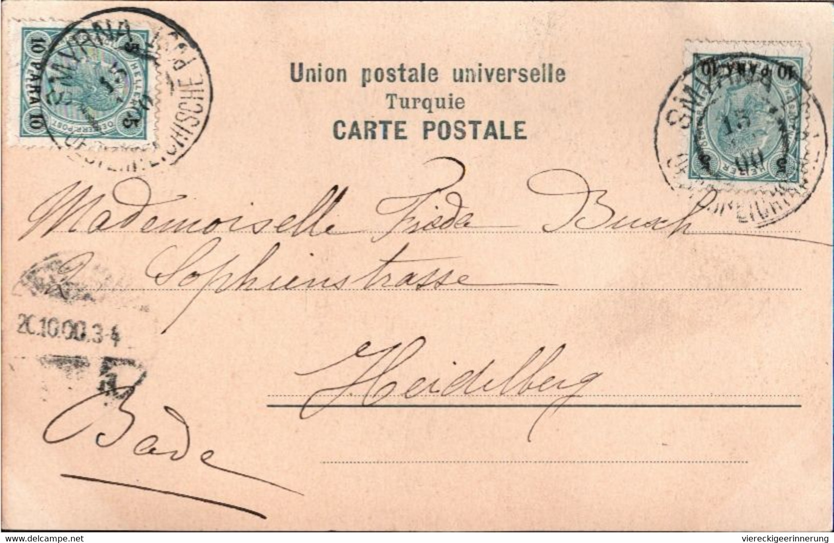 ! Alte Ansichtskarte 1900, Smyrne, Smyrna, Tramway, Türkei, österreichische Post, Heidelberg - Türkei