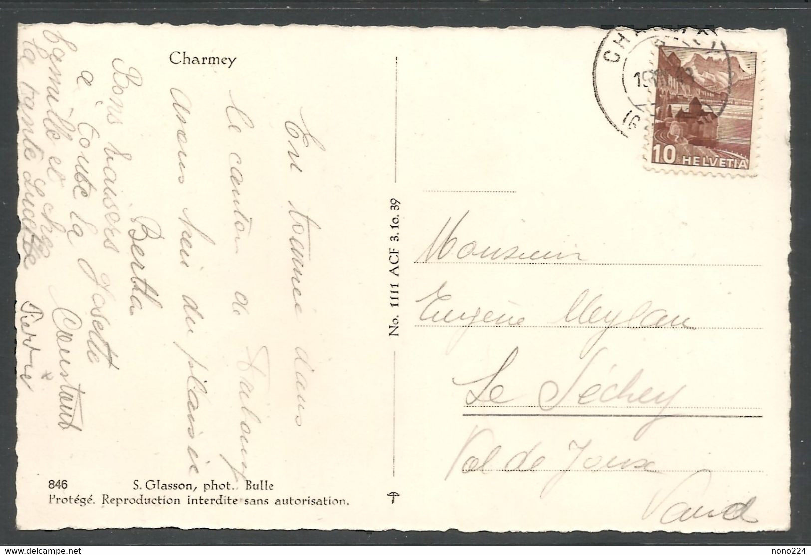 Carte P De 1943 ( Charmey ) - Charmey