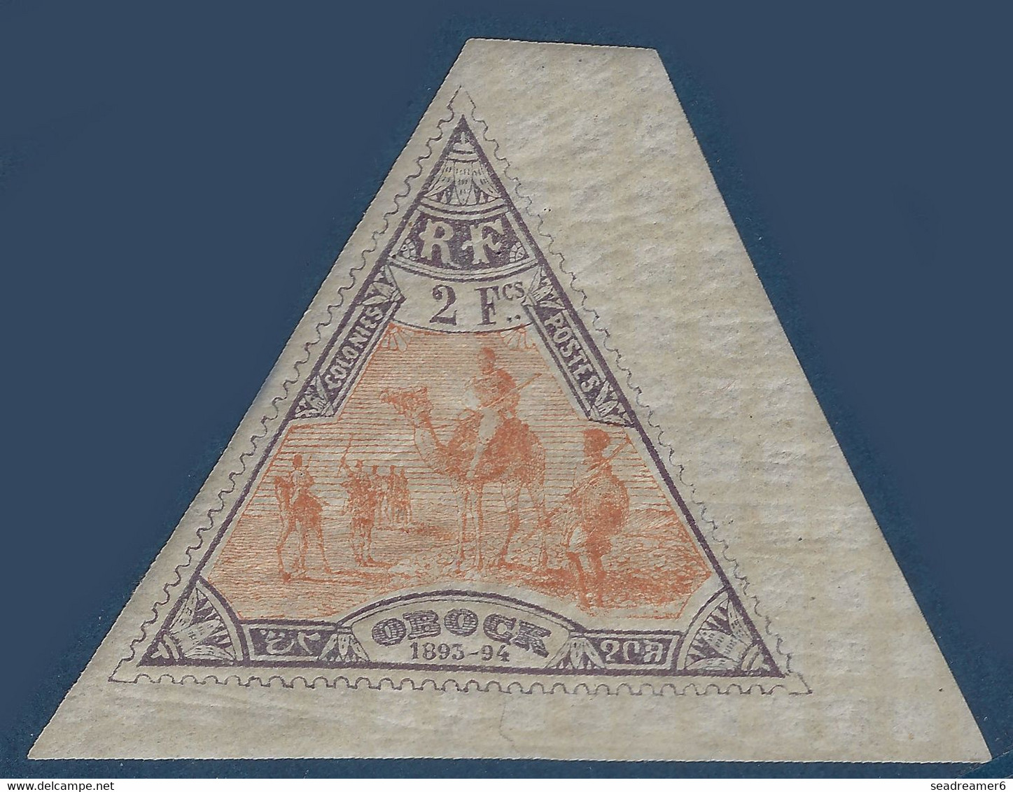 France Colonies Obock 1893 N°60* 2fr Violet & Orange BDFeuille Méhariste Très Frais & TTB Signé CALVES - Ungebraucht