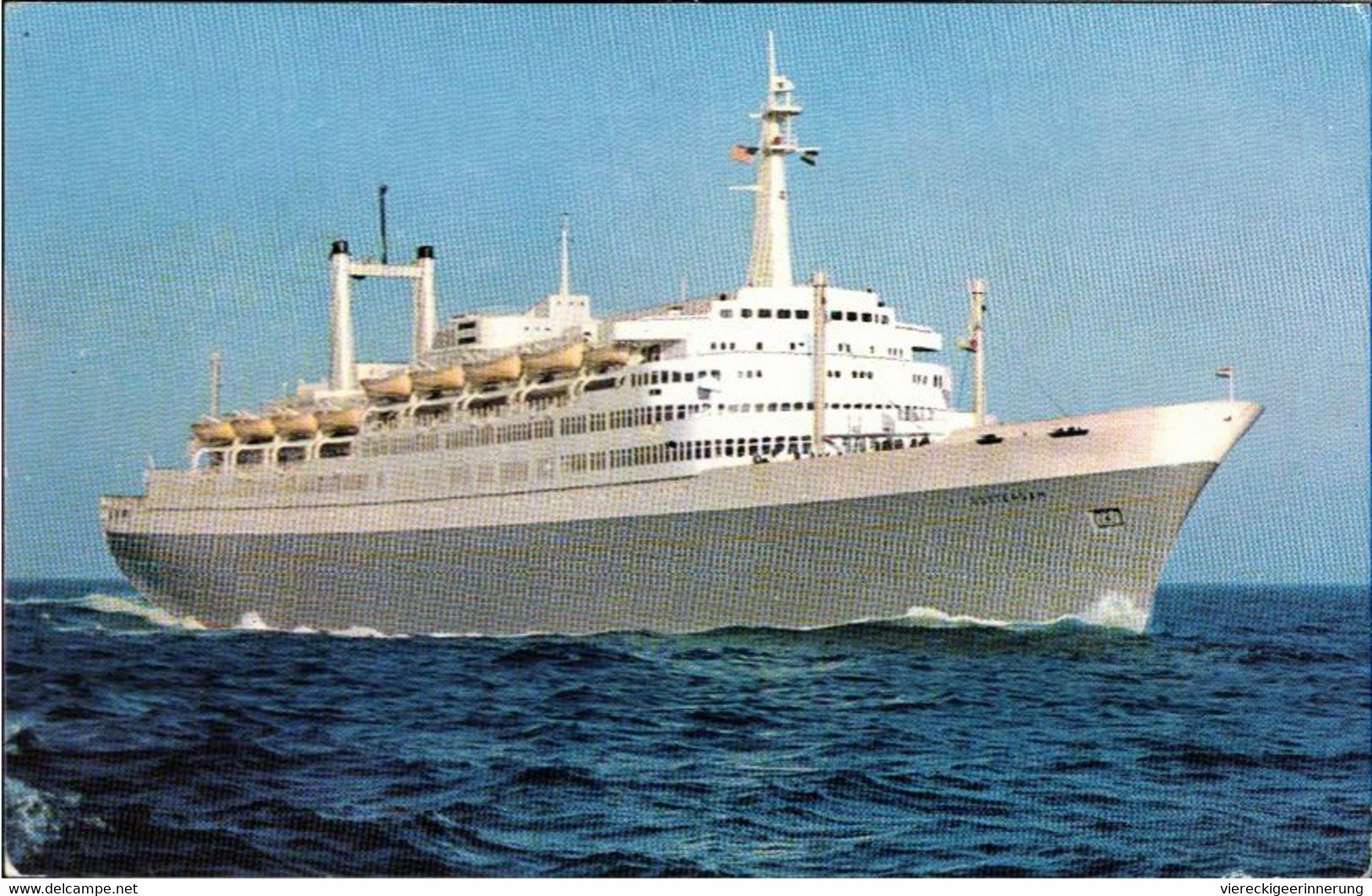 !  1965 Postcard Holland America Line, Flagship Rotterdam, Transatlantic Cruise Ship, Schiff - Steamers