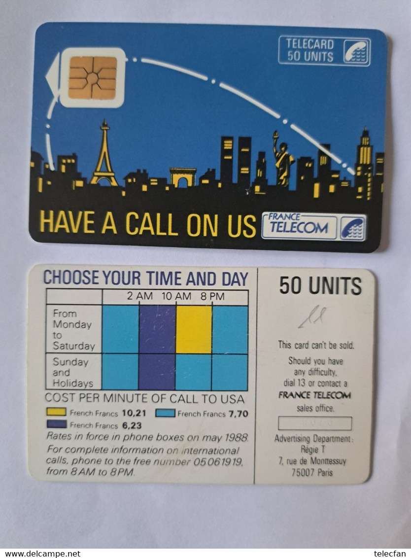 FRANCE INTERNE C11 HAVE A CALL ON US CONCORDE PARIS NEW YORK 50U UT - Phonecards: Internal Use