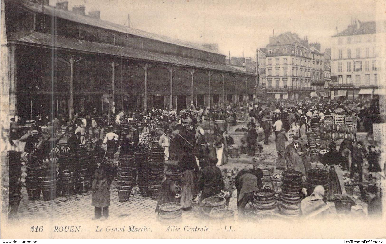 MARCHES - ROUEN - 76 - Le Grand Marché - Allée Centrale - LL - Carte Postale Ancienne - Markets