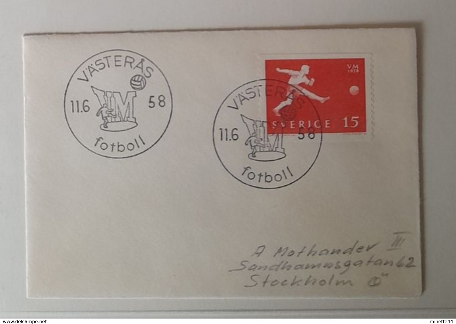 SUEDE 1958  FDC MATCH VASTERAS  FOOTBALL FUSSBALL SOCCER CALCIO FUTBOL FUTEBOL FOOT FUTEBOL VOETBAL FOTBAL - 1958 – Suède