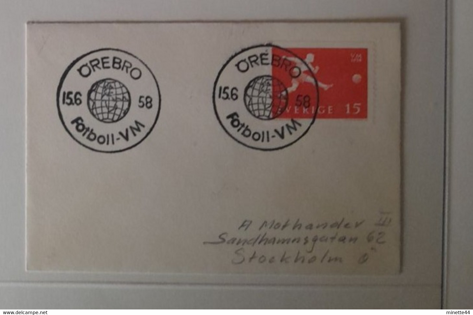 SUEDE 1958  FDC MATCH OREBRO  FOOTBALL FUSSBALL SOCCER CALCIO FUTBOL FUTEBOL FOOT FUTEBOL VOETBAL FOTBAL - 1958 – Svezia