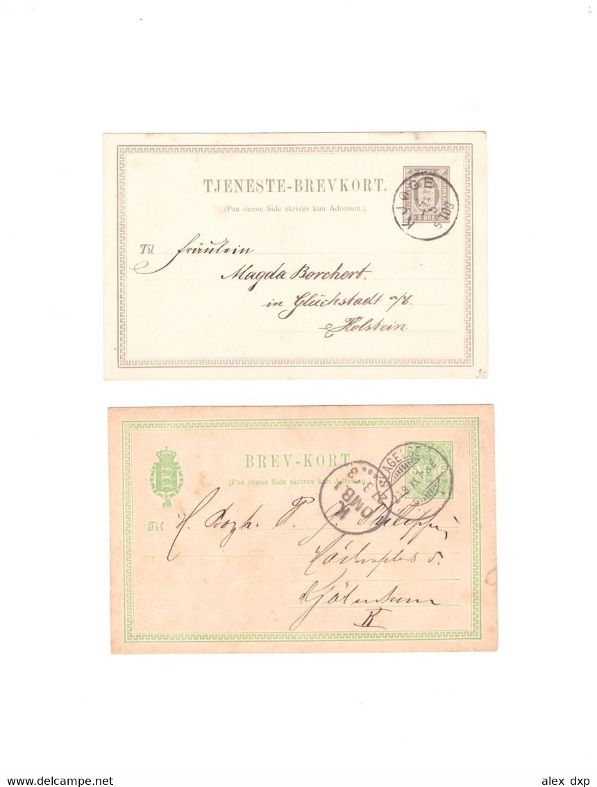 DENMARK > 1880-93 POSTAL HISTORY >  STATIONARY CARDS TO HOLSTEIN  AND SLAGELSE - Covers & Documents