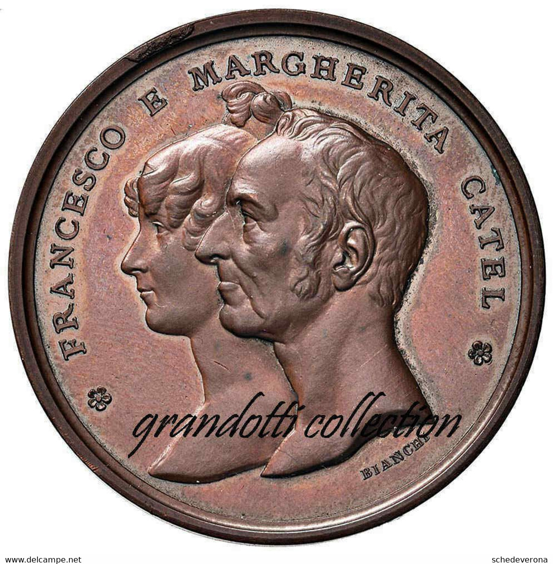 FRANCESCO E MARGHERITA CATEL 1914 MEDAGLIA BENEMERITO CESARE GUIDI - Profesionales/De Sociedad