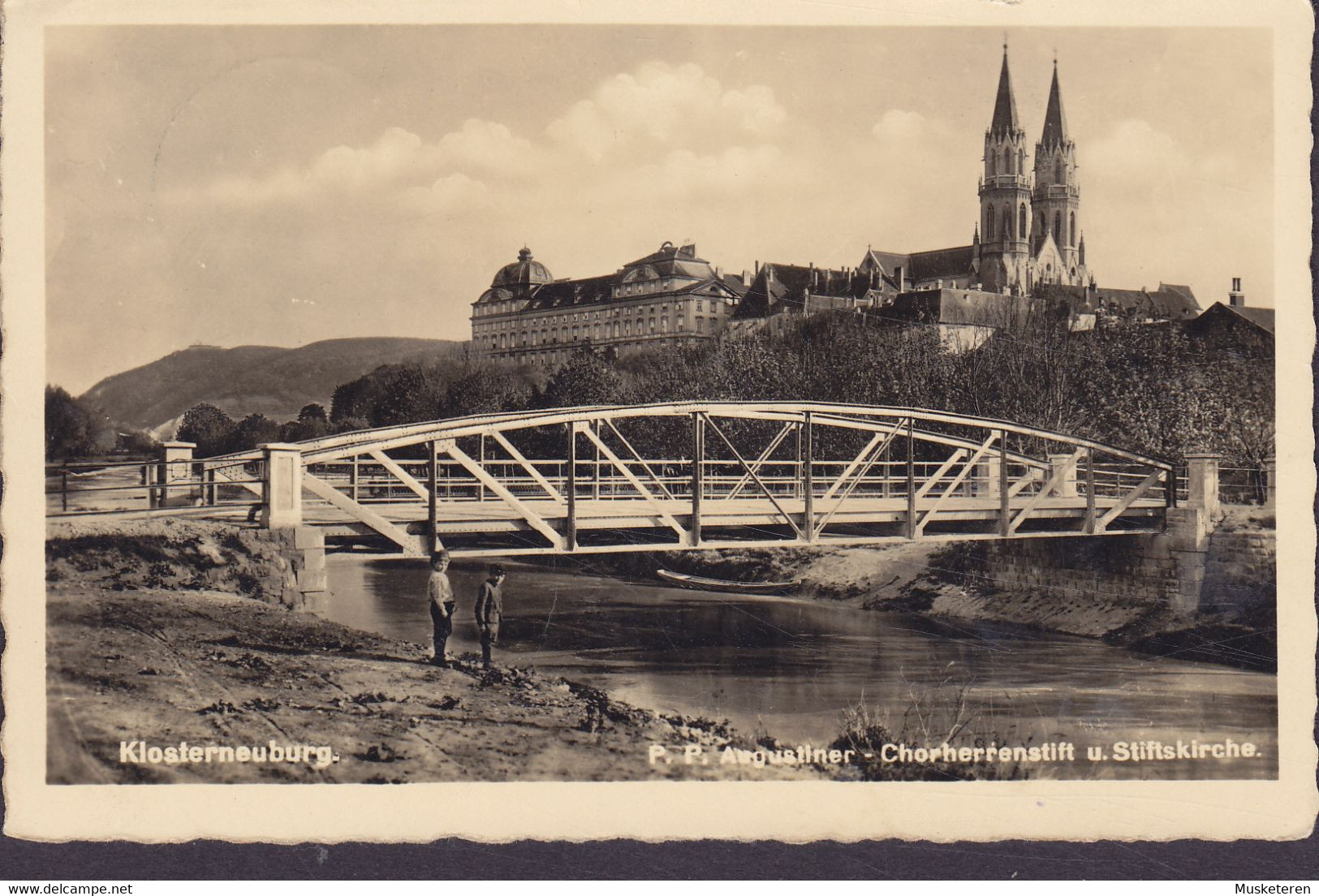 Deutsches Reich PPC Klosterneuburg Bridge Brücke Pont Augustiner-Chorherrenstift U. Stiftskirche WIEN-MAUER 1940 - Klosterneuburg