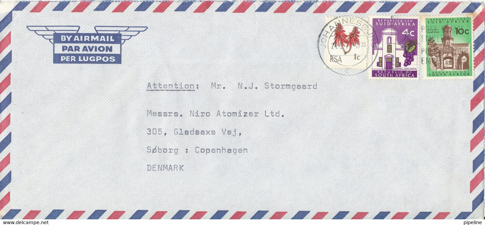 South Africa RSA Air Mail Cover Sent To Denmark Johannesburg 21-5-1971 Topic Stamps - Poste Aérienne