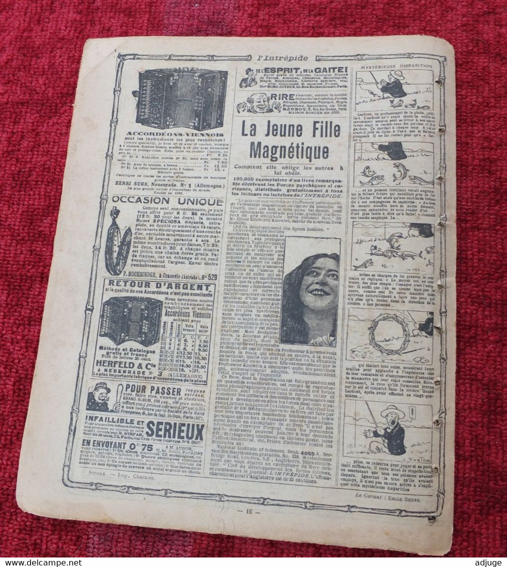 L'INTRÉPIDE -  N° 197 - 22 Février 1914- AVENTURES-VOYAGES-EXPLORATIONS - "Prisonnier Des Caïmans" ** - L'Intrepido