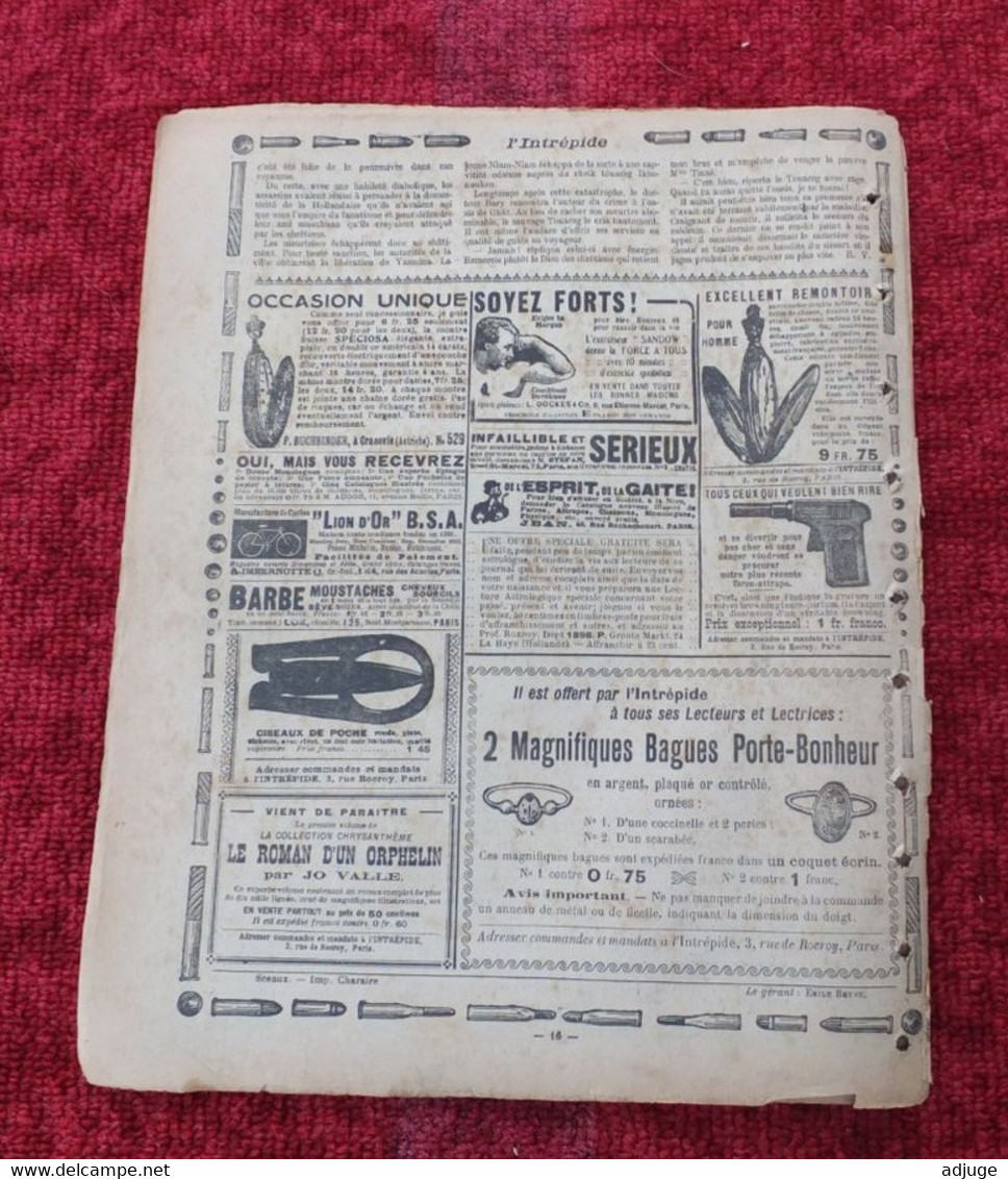 L'INTRÉPIDE -  N° 210 - 24 MAI 1914- AVENTURES-VOYAGES-EXPLORATIONS - "Assiégé Par Les Jaguars" ** - L'Intrépide