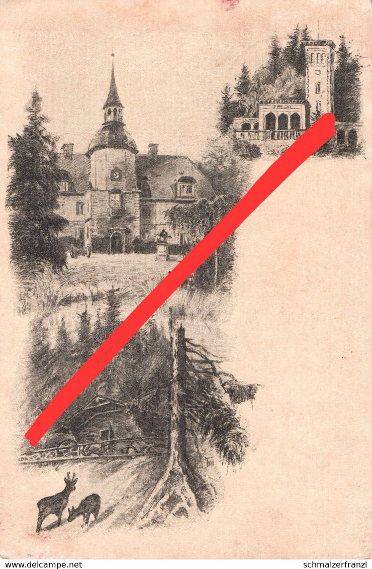 Litho Stich Vorläufer Künstlerkarte AK Coswig ? Heilstätte Lindenhof ? Turm Bismarckturm ? A Radebeul Weinböhla Meißen - Coswig