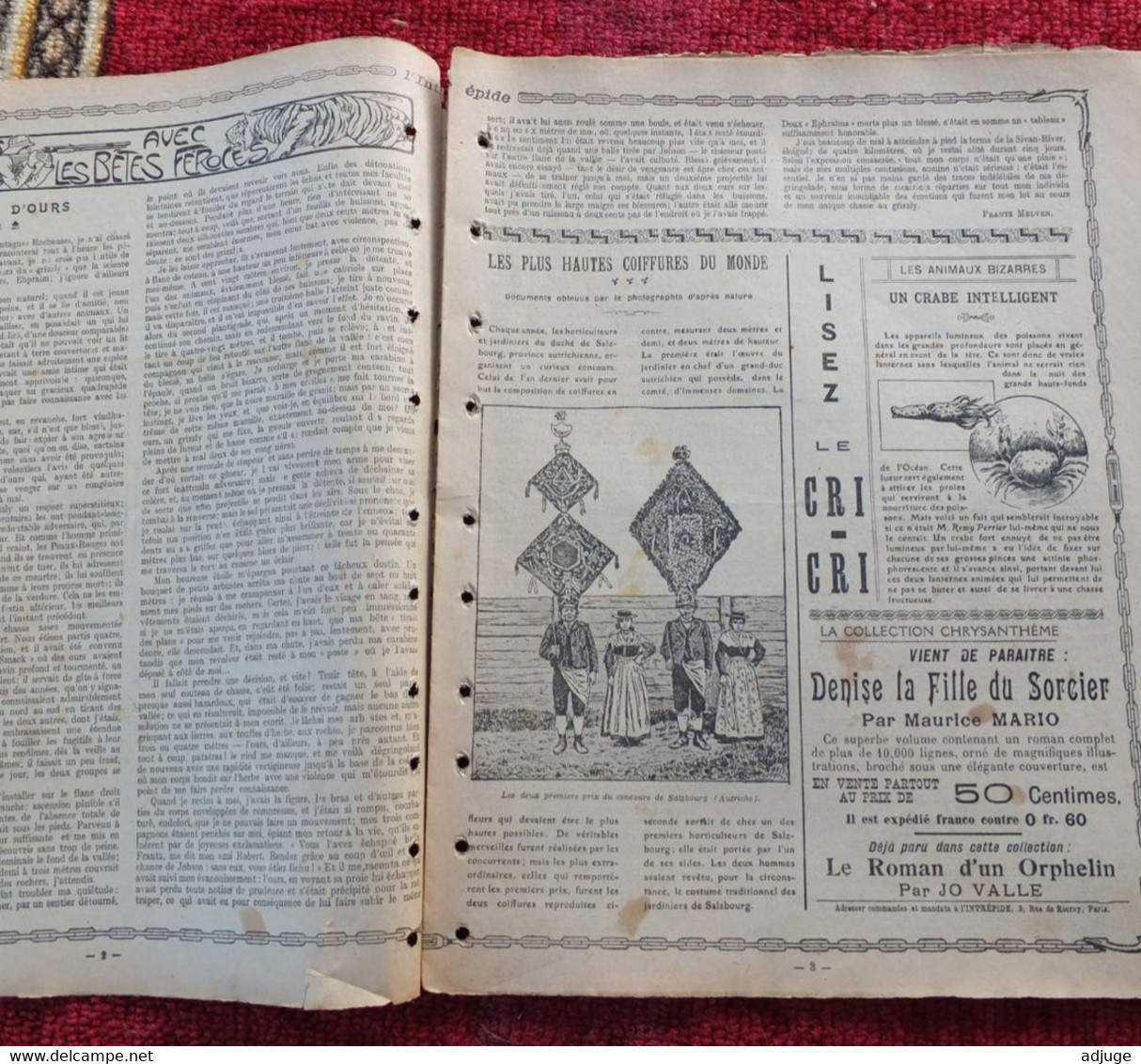 L'INTRÉPIDE -  N° 215 - 28 Juin 1914- AVENTURES-VOYAGES-EXPLORATIONS - " HISTOIRES D'OURS " ** - L'Intrepido