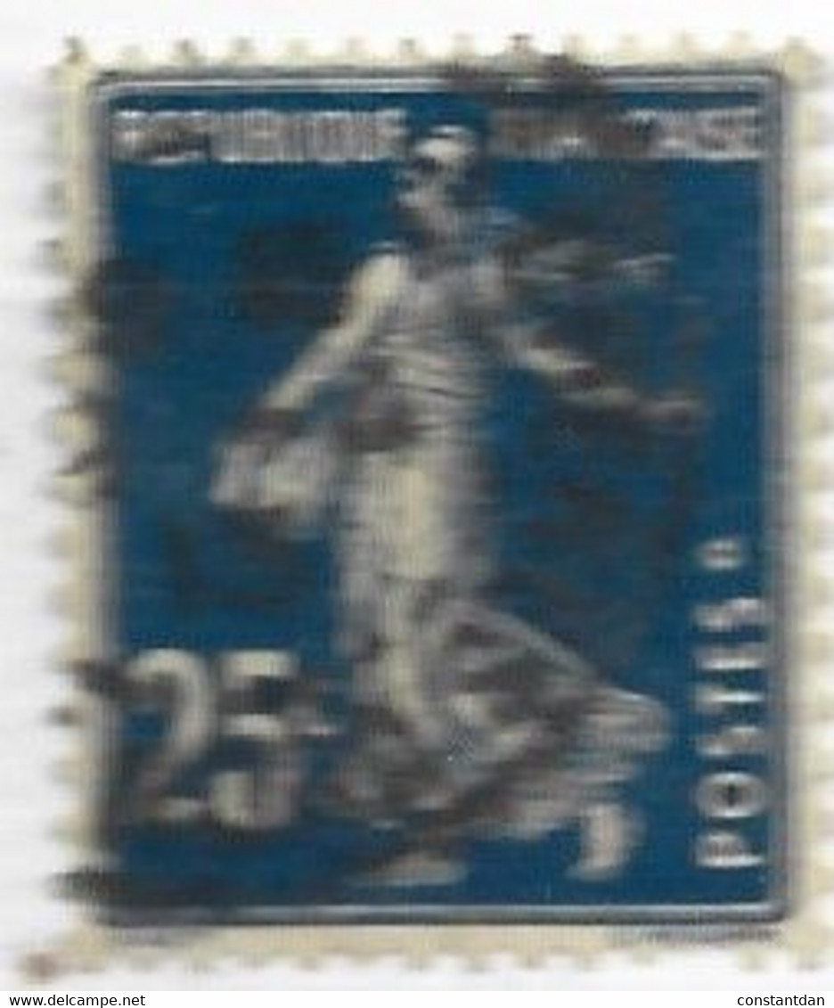 FRANCE N° 140 25C BLEU TYPE SEMEUSE CAMEE ANNEAU LUNE APRES LE S DE POSTES OBL - Oblitérés