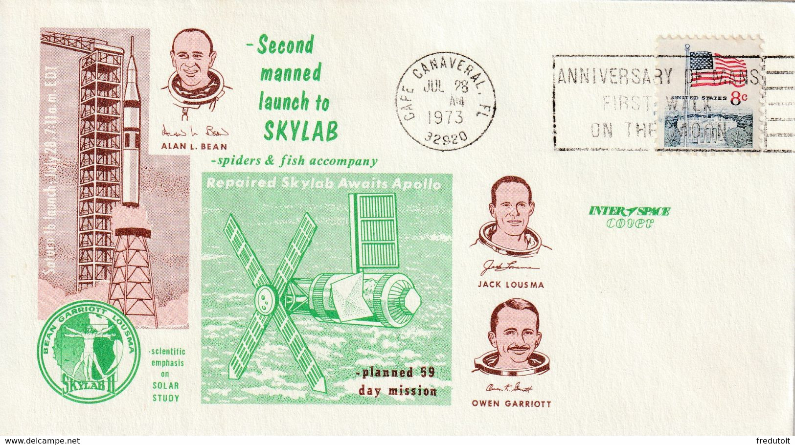 LETTRE - ESPACE - 28/07/1973 : SKYLAB - Amérique Du Nord