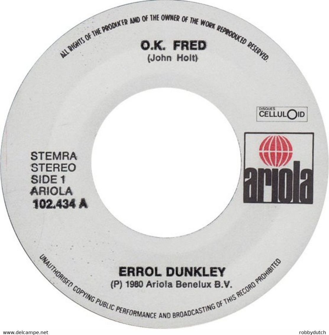 * 7" *  ERROL DUNKLEY - O.K. FRED (Holland 1980) - Reggae
