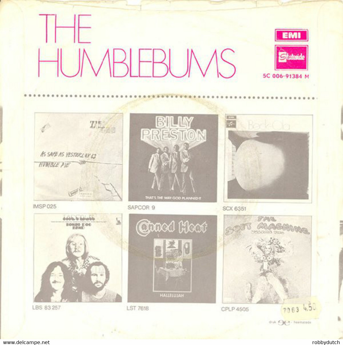 * 7" *  THE HUMBLEBUMS (feat. Billy Connolly & Gerry Rafferty) - SHOESHINE BOY (Holland 1970) - Country Y Folk