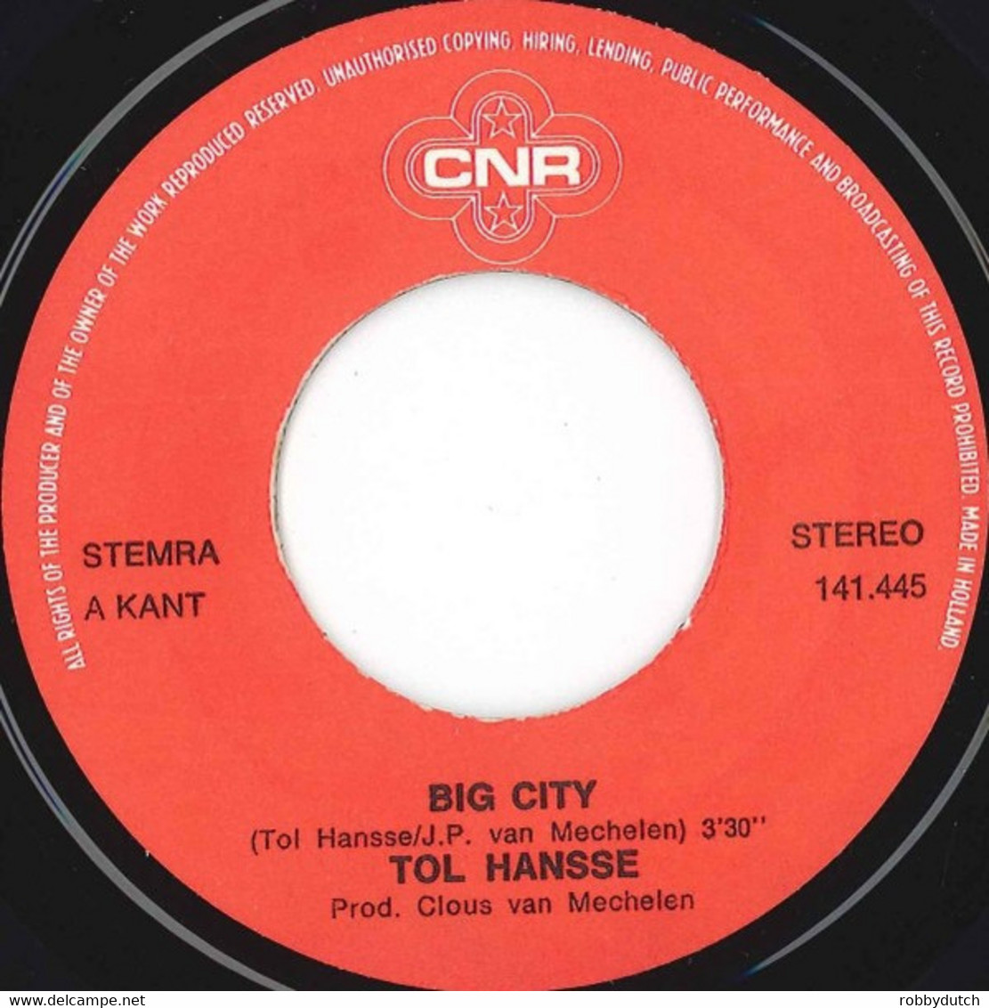 * 7" * TOL HANSSE - BIG CITY (Holland 1978) - Otros - Canción Neerlandesa