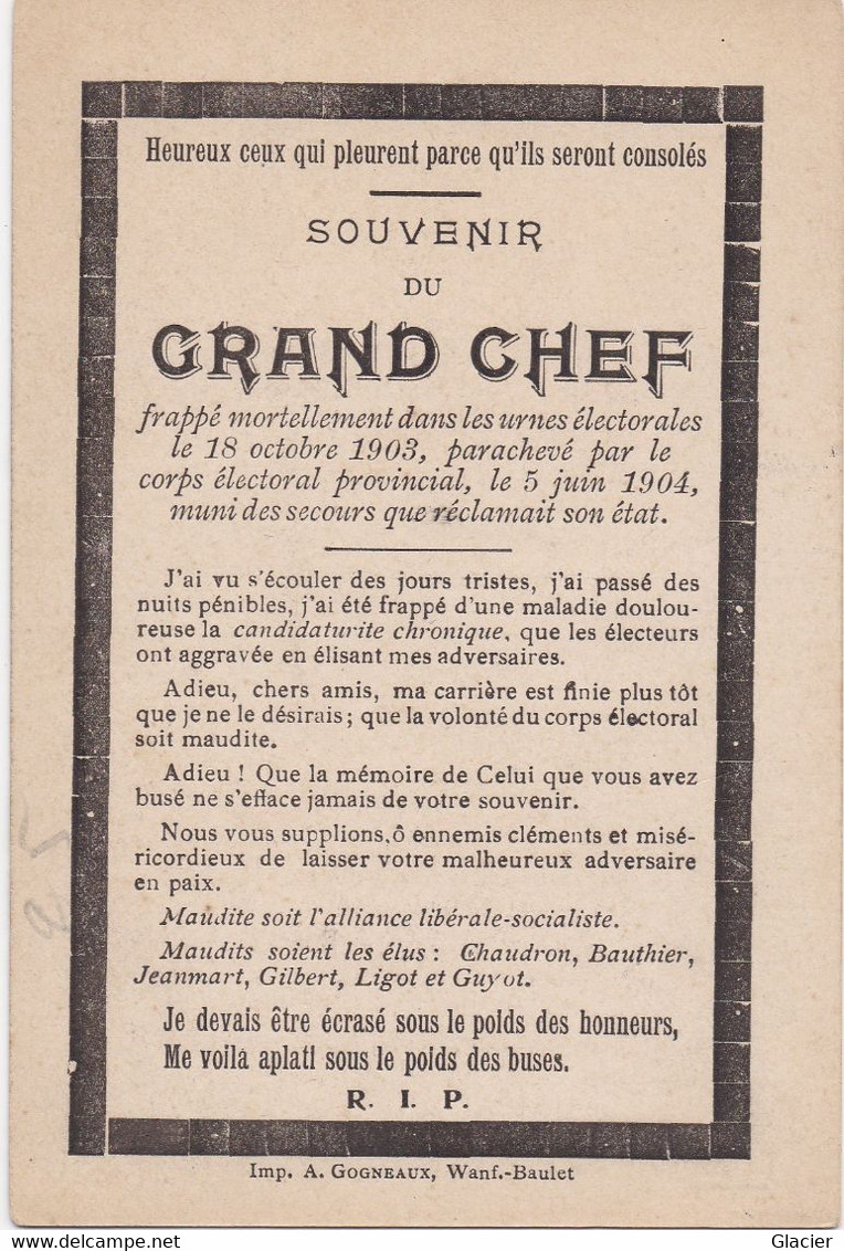 Wanfercée Baulet - Fleurus - Elections Octobre 1903 - Juin 1904 - Humour - Imp.A. Gogneaux - Fleurus