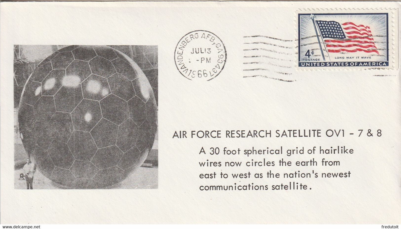 LETTRE - ESPACE - 13/07/1966 : Satellite OV1 - 7&8 - Amérique Du Nord