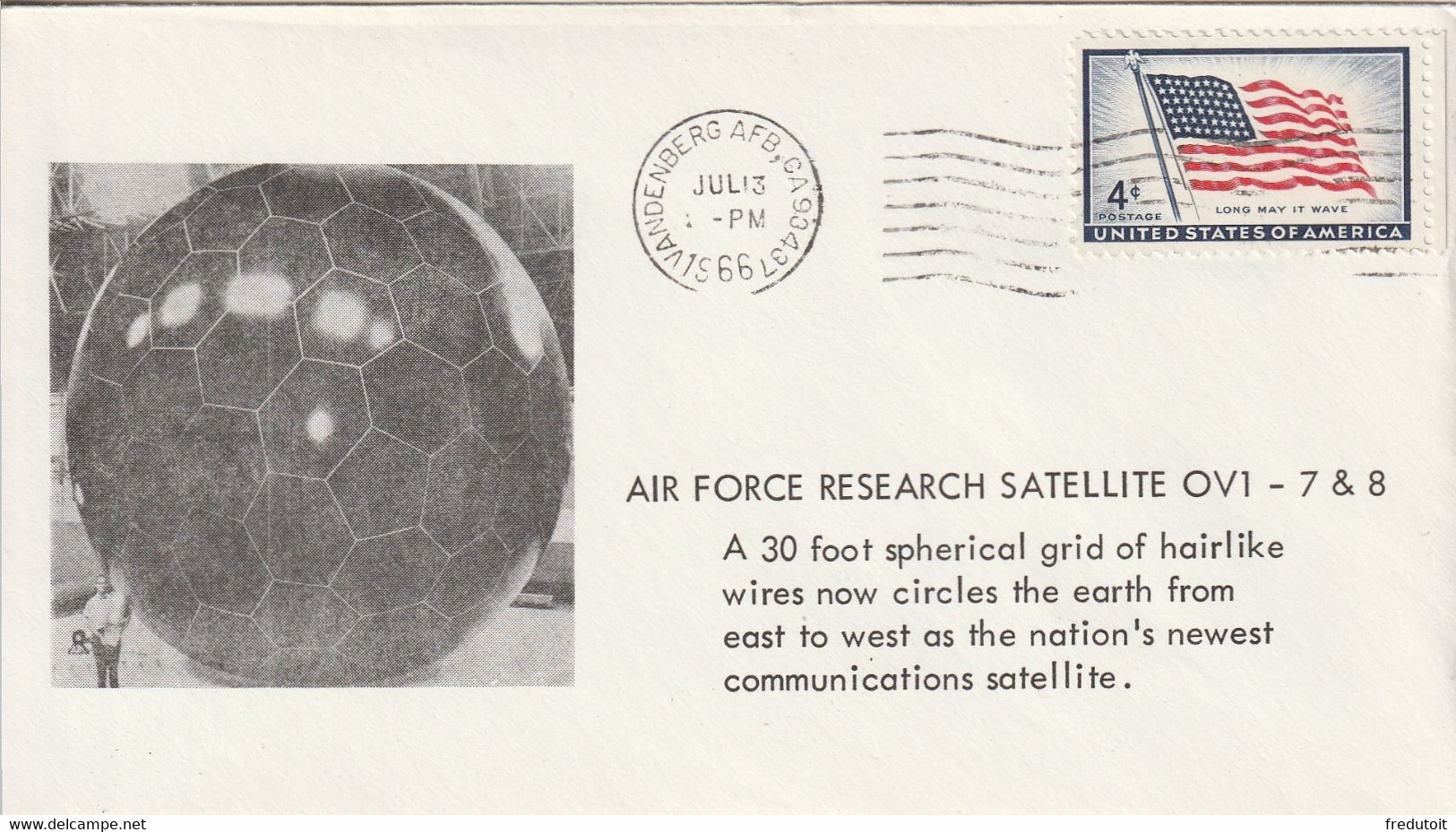 LETTRE - ESPACE - 13/07/1966 : Satellite OV1 - 7&8 - North  America