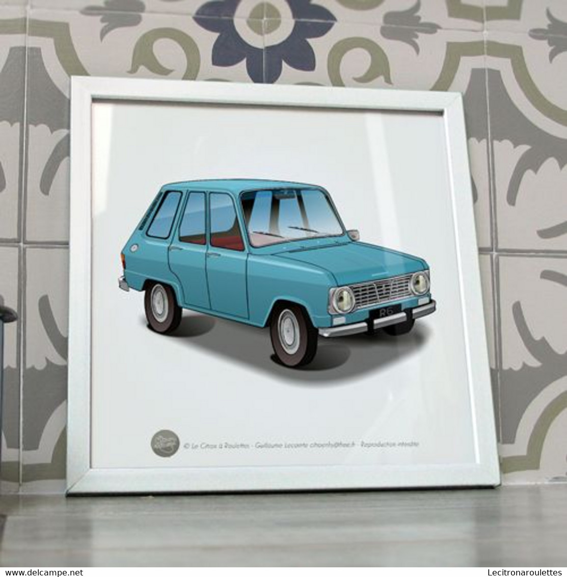 Poster Renault 6 R6 Bleue 20x20 Cm - Voitures