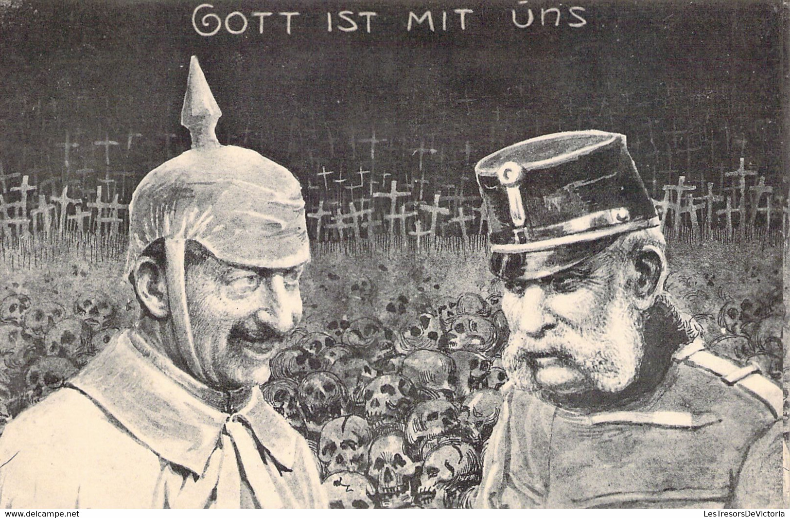 MILITARIA - Illustration Non Signée - Gott Ist Mit Uns -  Carte Postale Ancienne - Andere Kriege