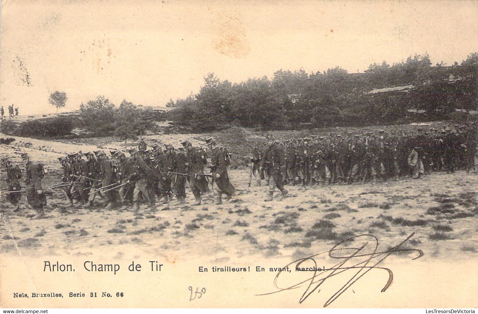 MILITARIA - ARLON - Champ De Tir - Tirailleurs En Avant Marche -  Carte Postale Ancienne - Maniobras