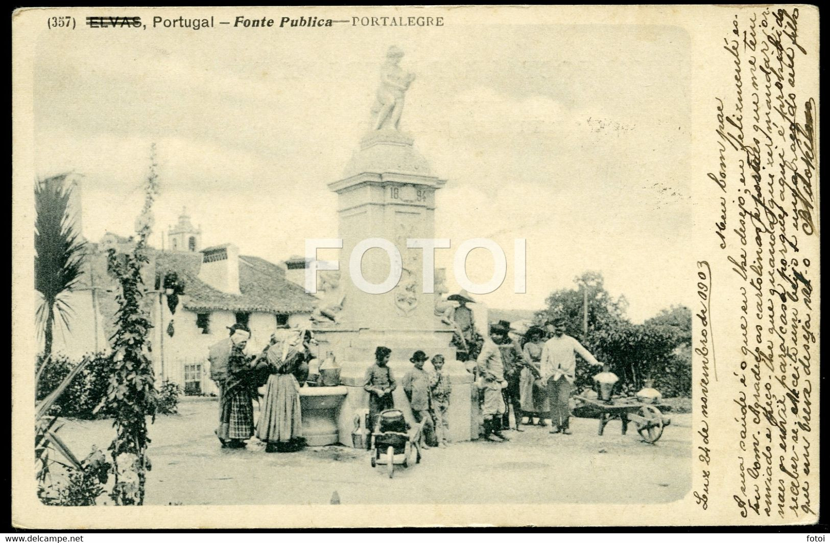 1903 OLD POSTCARD Error FONTE PUBLICA CHAFARIZ PORTALEGRE ALENTEJO PORTUGAL CARTE POSTALE - Portalegre