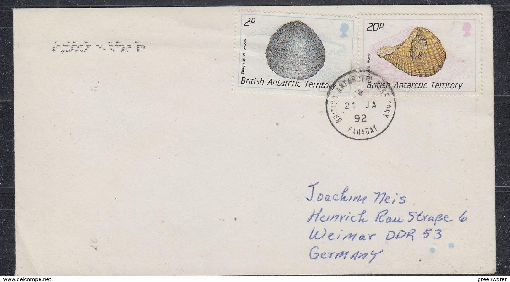 British Antarctic Territory (BAT) 1992 Cover Ca Faraday 21 JA 1992 (58366) - Briefe U. Dokumente