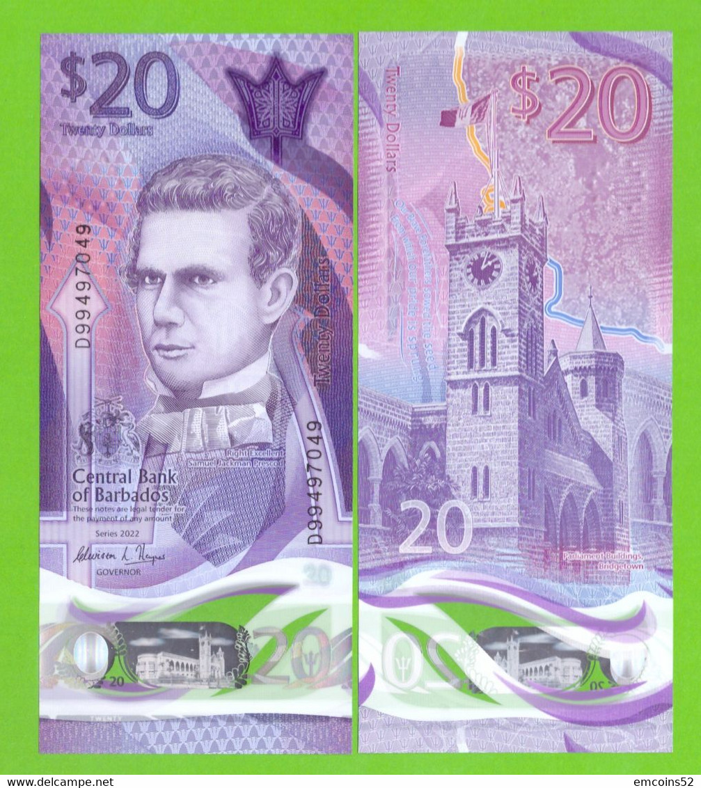 BARBADOS 20 DOLLARS 2022  P-W83  UNC NEW POLIMER - Barbados