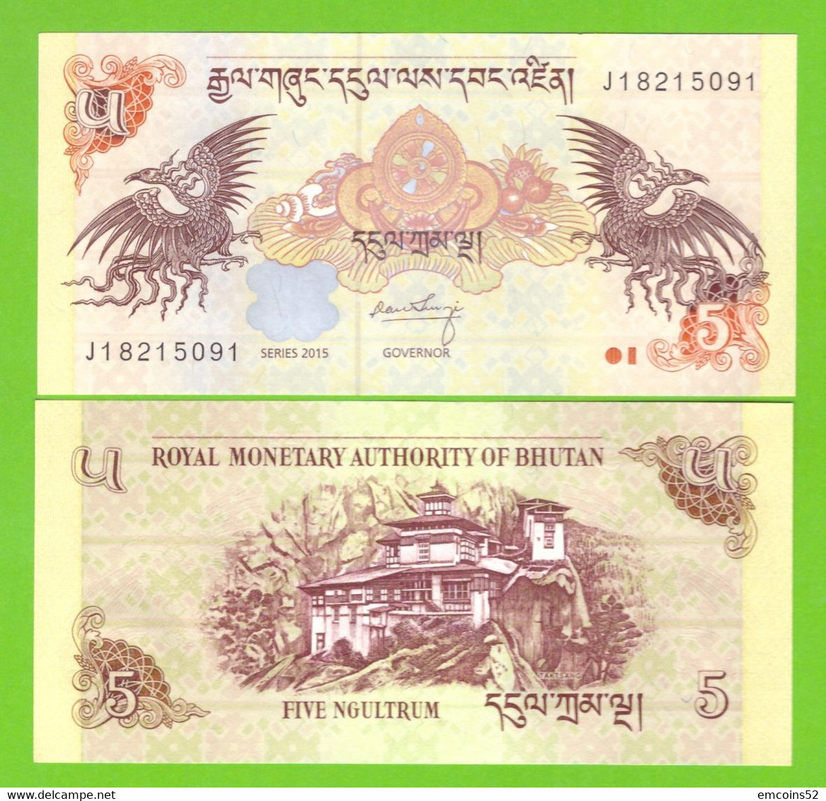 BHUTAN 5 NGULTRUM 2015 P-28c  UNC - Bhoutan